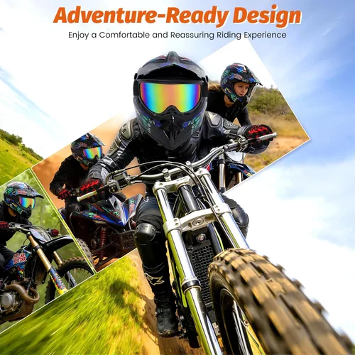 Miniatura 7 de Guantes para niños, lentes para motociclista y casco para manejar fuera de pista, para niños, para motocross, aprobados por el DOT, para carreras, M