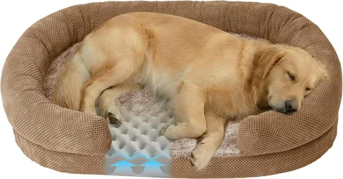 Miniatura 10 de Cama Ortopédica para Perros Grandes, Sofá de Espuma Viscoelástica con Textura de Cartón de Huevos con Lados Cómodos, Cama Sofá Suave y Grande