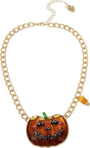 Betsey Johnson Collar con colgante corto de calabaza, Vidrio Plástico Metal no precioso Cristal Plástico, No es una piedra preciosa