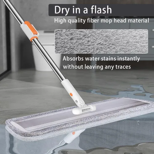 Miniatura 4 de Trapeador plano para limpieza de suelos. Trapeador húmedo de microfibra resistente, limpieza profunda para madera dura, azulejos y laminados, Juego