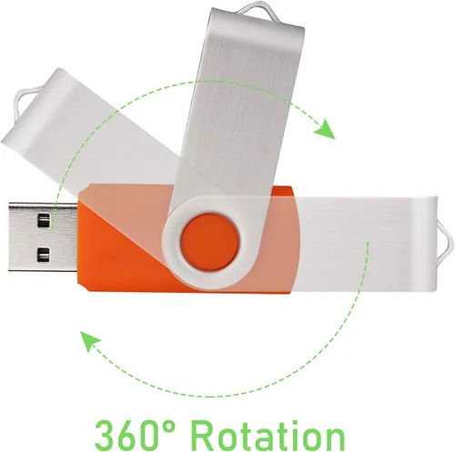Miniatura 4 de Paquete de 5 unidades flash USB 2.0 giratorias de 4 GB, memoria a granel para almacenamiento de datos, negro/azul/naranja/verde/morado