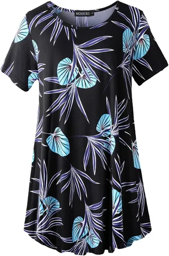 Miniatura 2 de MONNURO - Camiseta de manga corta para mujer, holgada con mucho vuelo, talla grande