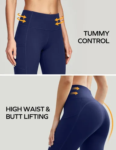 Miniatura 4 de Ewedoos - Pantalones deportivos de yoga para mujer con bolsillos leggings con bolsillos, de tiro alto, con control de abdomen, que no transparentan