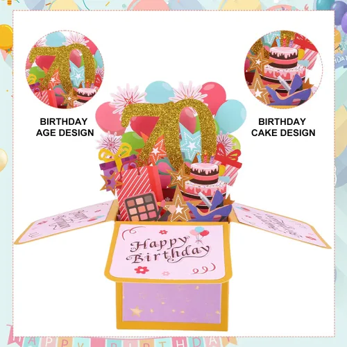 Miniatura 3 de PEUTIER Tarjeta desplegable de feliz cumpleaños, tarjeta creativa de cumpleaños 3D con sobre clásico y nota de escritura, caja desplegable de feliz