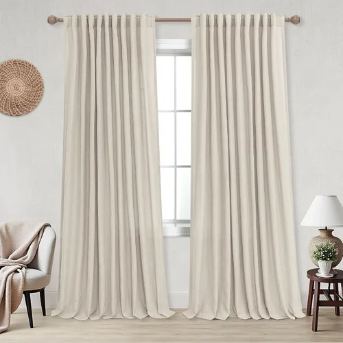 Miniatura 68 de KOUFALL Cortinas de lino azul marino de 84 pulgadas de largo, cortinas transparentes azul oscuro para sala de estar y dormitorio, medianoche