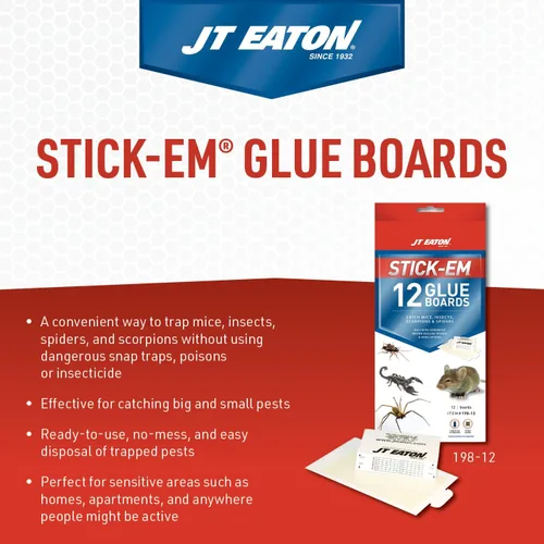 Miniatura 2 de Trampa adhesiva Stick-Em para ratones e insectos – Control efectivo de roedores e insectos en interiores – Adhesivo no tóxico y sin desorden – Ideal