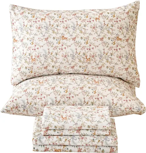 Miniatura 24 de Juego de sábanas de cama floral azul 100% algodón percal tamaño King, diseño vintage chic shabby, con patrón de peonía, ropa de cama suave y Monet
