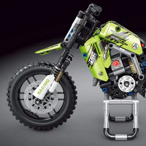 Miniatura 9 de Mesiondy Kit de bloques de construcción de juguete para motocicleta, conjuntos de ladrillos STEM, juguetes para niños y adultos, construye una Verde