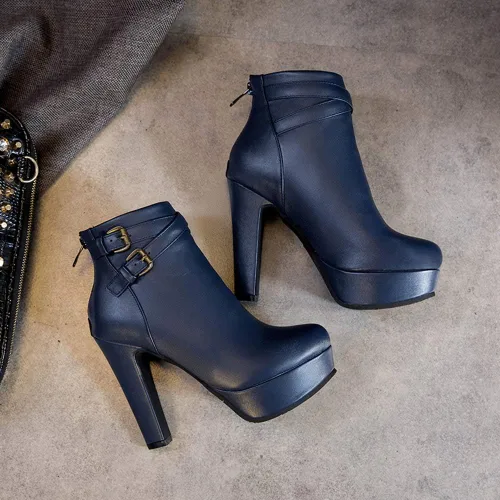 Miniatura 39 de Scaoruki Zapatos de otoño de moda para mujer, botines de tacón de bloque