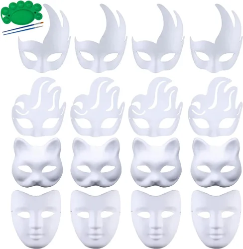 Miniatura 9 de Qavctw DIY White Masks Paper Cosplay Christmas Party Mask Unpainted Plain Craft Masquerade Masks