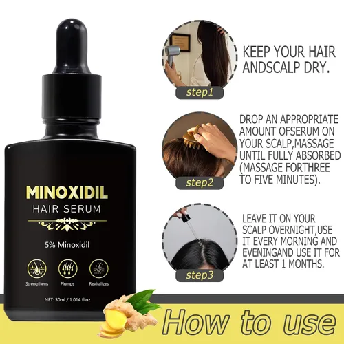 Miniatura 7 de 5% de crecimiento del cabello de minoxidil para hombres y mujeres, suero de crecimiento del cabello de minoxidil, promueve el crecimiento