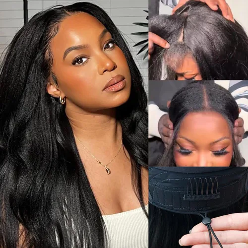 Miniatura 7 de Pelucas Ombre con Reflejos Parte en V Cabello Humano Liso Pelucas de Cabello Humano Brasileño Pelucas Parte en U Mejoradas Densidad 180% Media