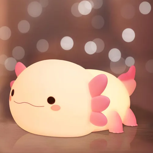 Ammonite Axolotl Gifts, Luz Nocturna de Axolotl para Niños - Lámpara LED Táctil de Silicona Suave y Linda, Navidad Cumpleaños, Decoración Kawaii
