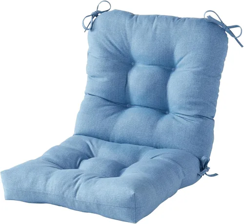 Miniatura 9 de Cojines para silla de exterior con bisagras, diseño de una sola pieza, cojín reversible para asiento y respaldo de patio con lazos, tela