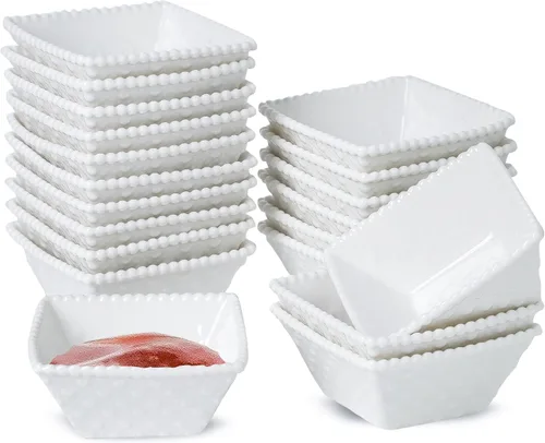 Miniatura 12 de UIBFCWN Paquete de 12 cuencos de cerámica para salsa, platos de salsa de soja de 2 onzas, cuencos/platos de salsa blanca, cuencos para pellizcar