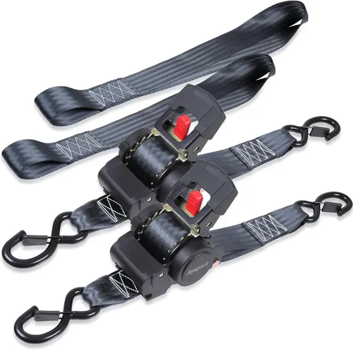 Miniatura 12 de Ayaport Correas de trinquete retráctiles de 1 pulgada x 12 pies (2 unidades) - Resistencia a la rotura de 1500 libras, correas de trinquete