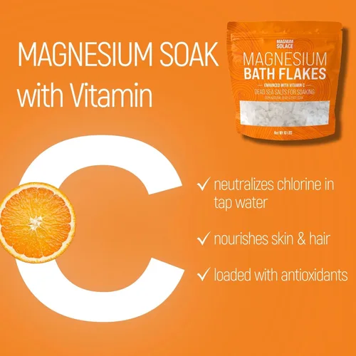 Miniatura 3 de Copos de magnesio para baño – Copos de cloruro de magnesio – Sales del Mar Muerto para remojar – Mejorado con cristales de vitamina C, 3.0 libras