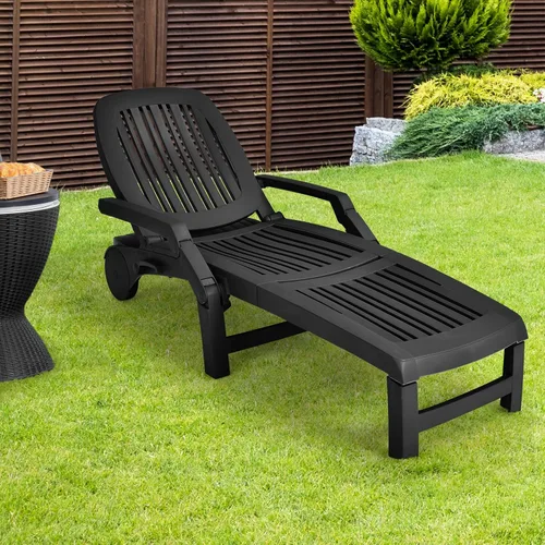 Miniatura 4 de COSTWAY Sillón reclinable ajustable de 2 piezas, resistente a la intemperie, color negro