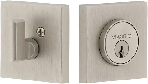 Viaggio Quadrato Rosette - Cerrojo de seguridad de 2-3/4" de cilindro único en níquel satinado