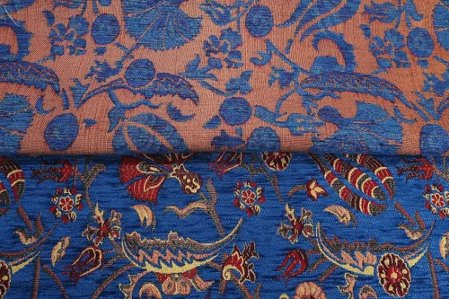 Miniatura 4 de Tela de tapicería, Tela turca por metro, por The Yard, Tela de tapicería de chenilla jacquard con patrón de clavel azul marino - Seleccione - 1