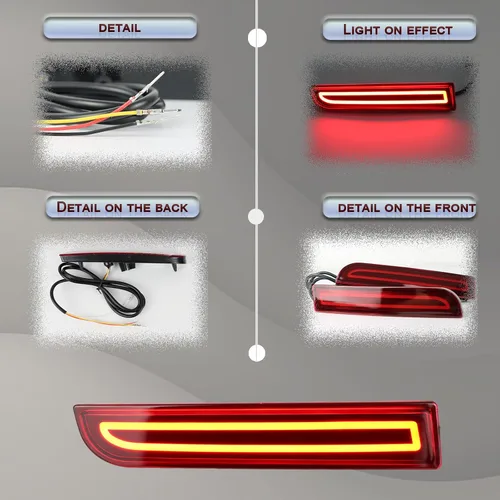 Miniatura 6 de Conjunto de luz antiniebla para parachoques trasero LED de lente roja, compatible con Mitsubishi Lancer 2008-2017/Evolution X 2008-2017/Outlander