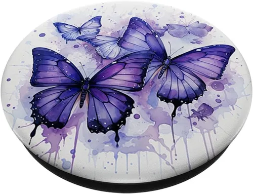 Miniatura 2 de mariposa estética púrpura mariposas naturaleza azul PopSockets PopGrip intercambiable