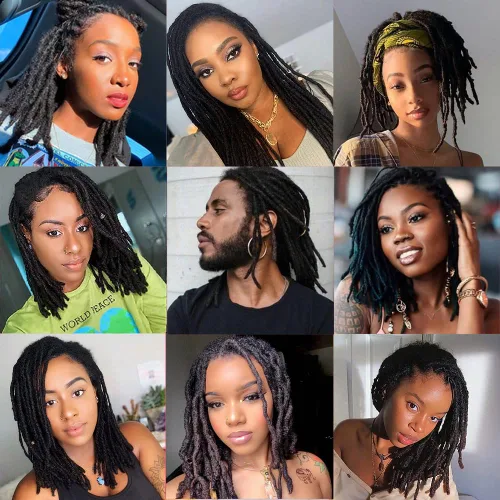 Miniatura 5 de Extensiones de rastas de cabello humano 100% real, de 0.1 in, 8 pulgadas, 10 hebras para hombres y mujeres, con cobertura de cabeza completa, hechas