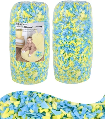 Miniatura 22 de Relleno de puf de 5 libras, repuesto de espuma viscoelástica triturada con gel de enfriamiento, relleno de espuma suave y de alta resistencia