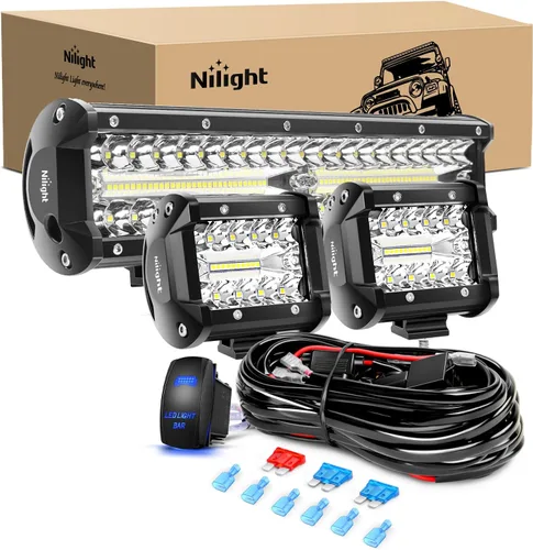 Miniatura 9 de Nilight ZH411-A 12” 12” 300 W, 300 W, triple fila de inundación Spot Combo 30000LM Led Off Road luces para camiones con juego de arnés de cableado 1