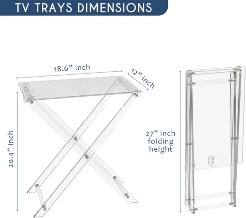 Miniatura 5 de Bandeja de TV plegable de acrílico, mesa plegable para muebles modernos y pequeños, mesa auxiliar para sala de estar, dormitorio, cocina, mesa