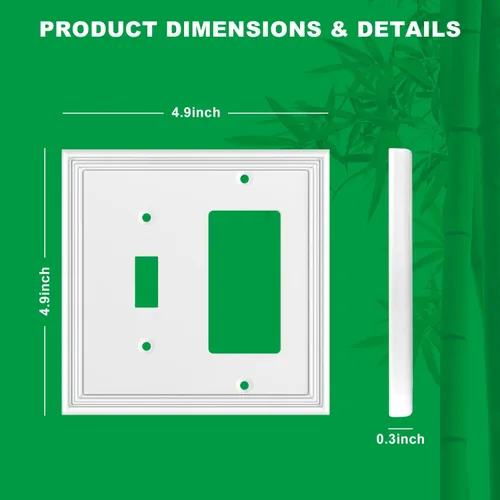 Miniatura 3 de Cubiertas Decorativas Blancas para Interruptores de Luz Combinados, Placa de Pared, Material Natural, Cubiertas de Salida de Placa de Interruptor