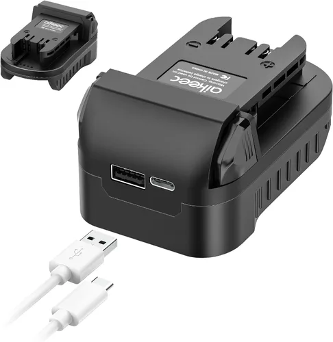 aikeec Adaptador de batería compatible con Dewalt a compatible con Miwaulkee, puerto de carga USB/Tipo-C, convertidor de batería de 18 V/20 V con