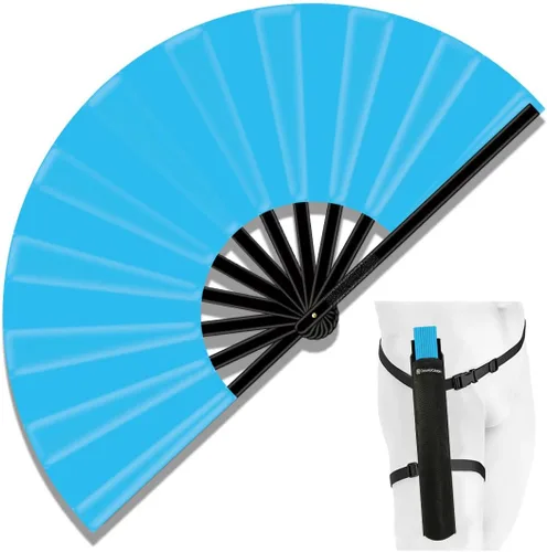 Miniatura 12 de Ventilador de Rave Plegable Grande de 13", Ventiladores de Mano Clack Plegables con Funda para Baile en Línea, Ventilador Boots On The Ground