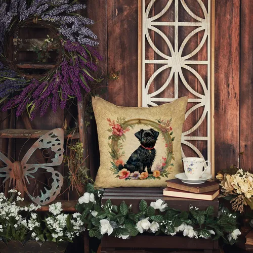 Miniatura 6 de Caroline's Treasures DAC2072PW1414 Affenpinscher and Flowers - Almohada decorativa de tela, lavable a máquina, para interiores y exteriores