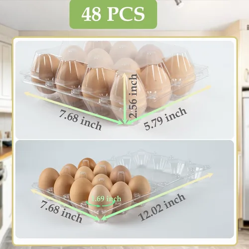 Miniatura 2 de Paquete de 48 cartones de huevos baratos a granel, 12 unidades, cartón de huevos de plástico de 3 x 4 pulgadas, cartones de huevos en blanco