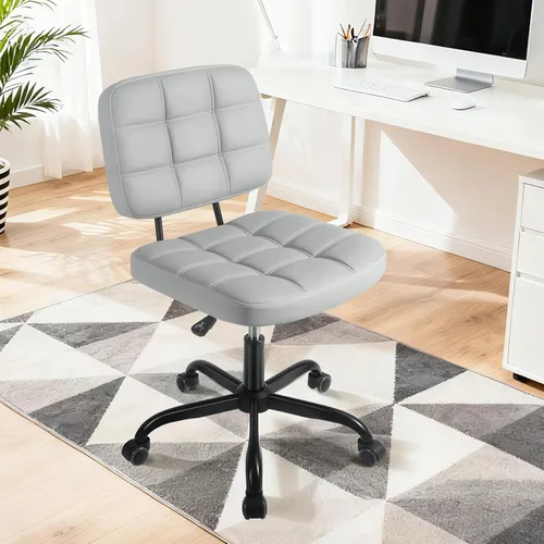 Miniatura 8 de Silla de escritorio de oficina en casa sin brazos – Pequeñas sillas giratorias de escritorio de oficina con ruedas – Silla de computadora ajustable