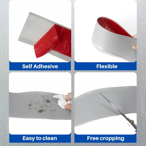 Miniatura 4 de COUKIU Moldura Flexible para Zócalo, 4 Pulgadas x 60 Pies Base de Pared de Vinilo Autoadhesivo Base Cove, Moldura de Base de Pared de Goma Despegar