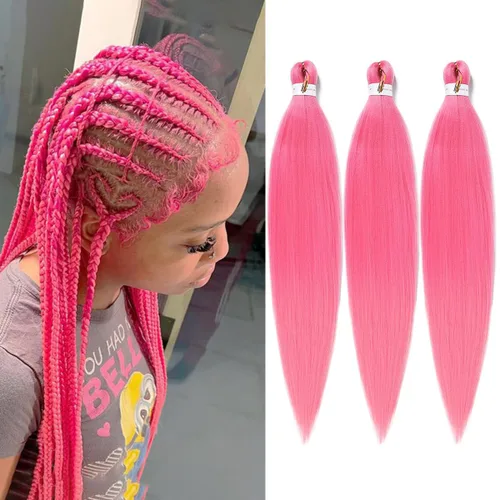 Miniatura 17 de Ginger Braiding Hair Pre Stretched #350 Easy Braids Yaki Texture Professional Synthetic Braiding Hair 30 Inches Hot Water Setting for Box Crochet