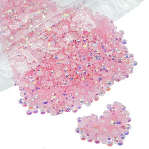 Miniatura 13 de qiipii - 5000 piezas, 4 mm, estrases AB de resina color aguamarina verde para manualidades, piedras de gel planas verde agua AB, gemas al por mayor