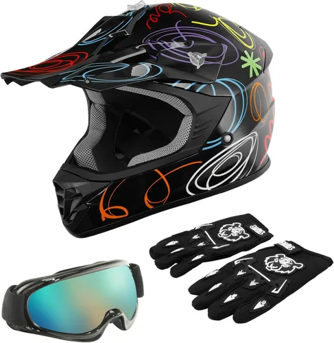 Miniatura 12 de TCT-MOTORPARTS DOT - Casco de motocross para niños y jóvenes, casco de cara completa para motocross, ATV, todoterreno, casco de cuatro ruedas, araña
