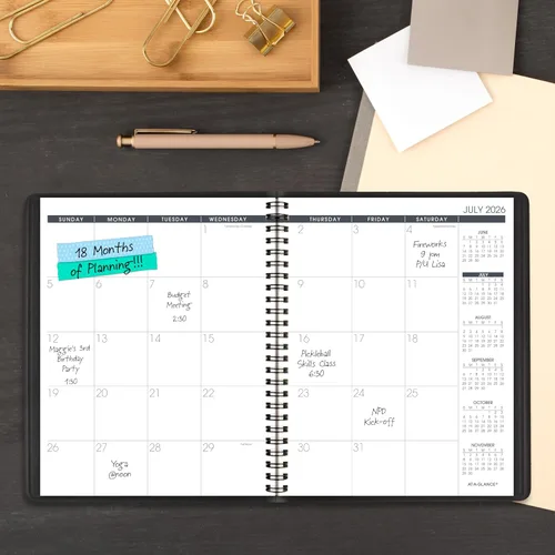 Miniatura 2 de AT-A-GLANCE Planificador 2026-2027 - Calendario académico mensual de 18 meses de julio a diciembre, 7 x 8-3/4 pulgadas, negro (7012705)