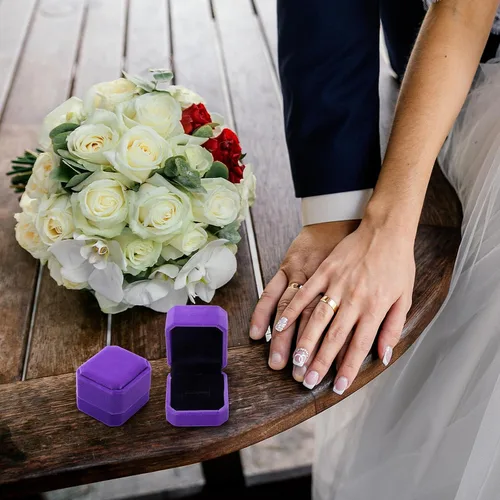 Miniatura 32 de Laumoi Caja de terciopelo para anillos de 36 piezas para ceremonia de boda, cajas de joyería de compromiso, estuche de exhibición para anillos