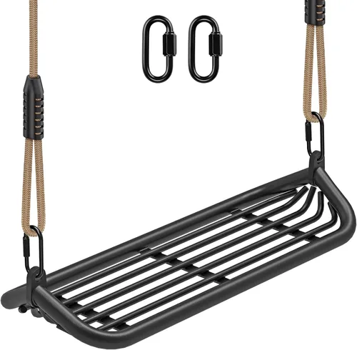 Miniatura 11 de SELEWARE Asiento de columpio de marco de metal de 20 pulgadas con cuerda ajustable y conexión rápida, juego de accesorios de repuesto para niños