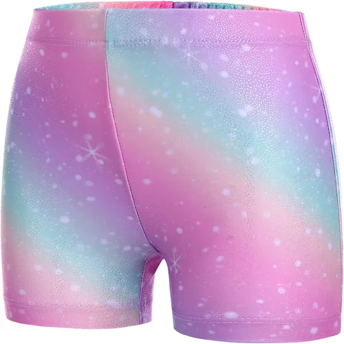 Miniatura 2 de Zaclotre Pantalones cortos de gimnasia para niños y niñas bailarina con brillo pantalones cortos de gimnasia atlética