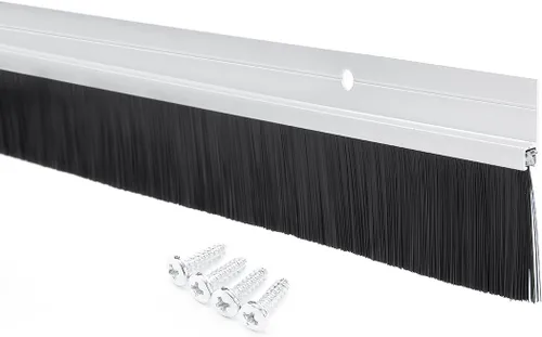 Miniatura 7 de uxcell Barrido inferior de la puerta aleación de aluminio en tono dorado con cepillo suave de silicona PP negro de 2 pulgadas, 39 pulgadas x 2.6 Oro