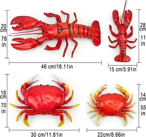 Miniatura 3 de Gresorth Paquete de 4 falsas criaturas grandes de la vida marina de la colección de langosta artificial y cangrejo de plástico de animales