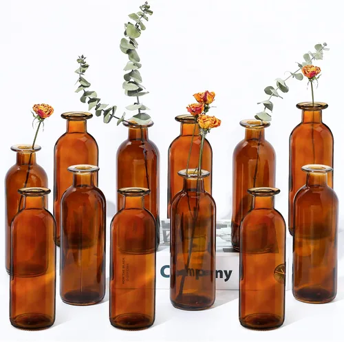 Patelai Juego de 12 jarrones de cristal pequeños a granel mini florero para recepción de boda, decoración vintage decorativa del hogar, regalo de