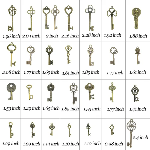 Miniatura 3 de Aokbean 50 dijes vintage de bronce de esqueleto con estilo antiguo para hacer joyas, regalos de boda, fiesta, colgante de bricolaje, Metal, Aleación.