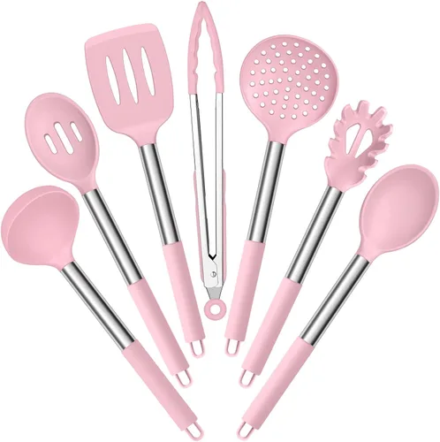 Miniatura 15 de E-far - Juego de utensilios de cocina de silicona, juego de 30 utensilios de cocina con soporte, espátulas de cocina resistentes al calor, cucharón