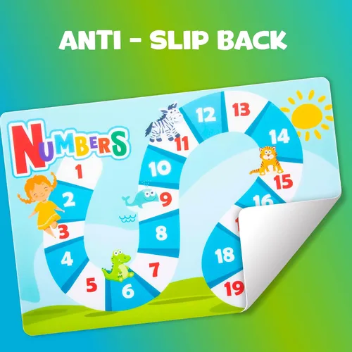 Miniatura 4 de Hapinest Paquete de 6 manteles individuales educativos antideslizantes reutilizables para niños y niños pequeños, tapete de aprendizaje con números
